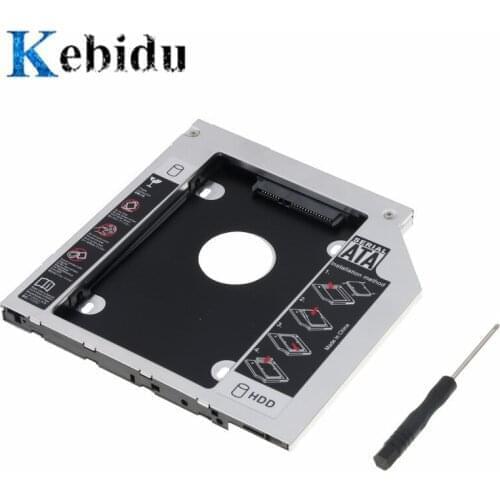 Kebidu 9.5mm 12.7mm Aluminum 2nd Second hdd Caddy 9.5mm SATA 3.0 Optibay 2.5'' SSD DVD CD-ROM Enclosure Adapter Hard Disk Drive