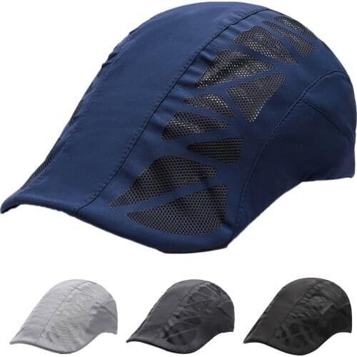 Mens Beret Caps Fashion Solid Color Casual Summer Autumn Mesh Breathable Anti Sun Beret Outdoor Fishing Hat Cap Breathable Hats