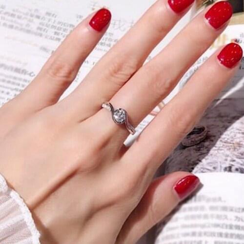 Classical Female AAA Crystal Zircon Stone Ring Promise Engagement Rings For Women
