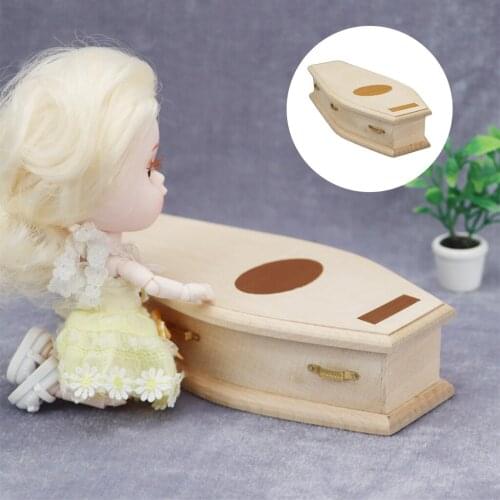 1:12 Doll House Miniature Wood Coffin Simulation Baby Doll Supplies Accs