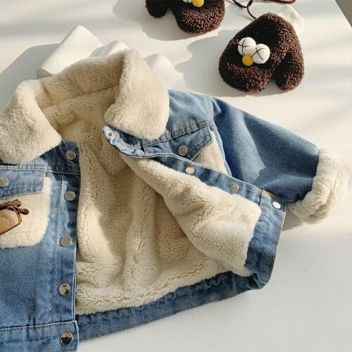 Kids Denim Jacket Winter Baby Coat Jacket For Boy Thick Fur Warm Girls Jackets and Coats Toddler Boys Outerwear Boy Jacket Coat