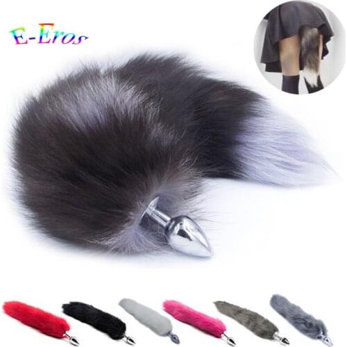 ORISSI Faux Fox Tail Anal Plug Stainless Steel Metal Anal Butt Plug Anal Plug Tail Anal Sex Toys For Women Adult Sex Products