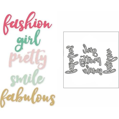 New Smile Pretty Girl Fabulous Word 2020 Metal Cutting Dies for DIY Scrapbooking and Card Making Decor Embossing Craft No Stamps