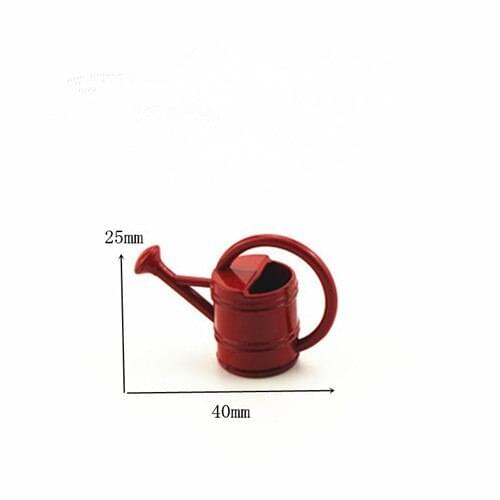Metal Dollhouse Miniature 1:12 Watering Can Fairy Garden Handicrafts Tools Doll House Outdoor Decoration Accessories Toy
