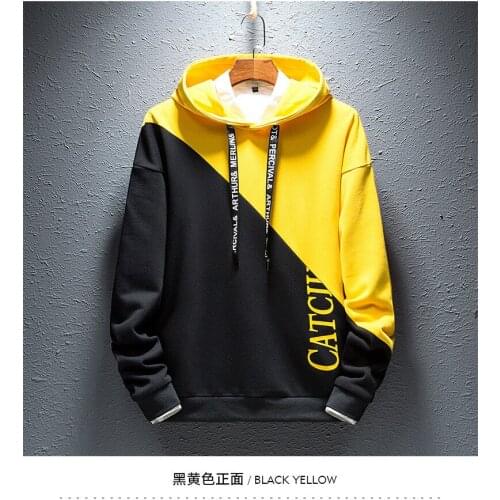 Mens Hoodies Colorblock Casual Patchwork Japanese Streetwear Hip Hop Hoodie Long Sleeves Comfort Versatility Fashion 2021 Hot