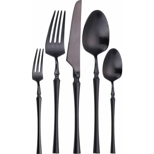 Matte Black Cutlery Set Black Spoon Knife Fork Cutlery Tableware Stainless Steel Dinnerware Set High Quality Dinner Set Complete