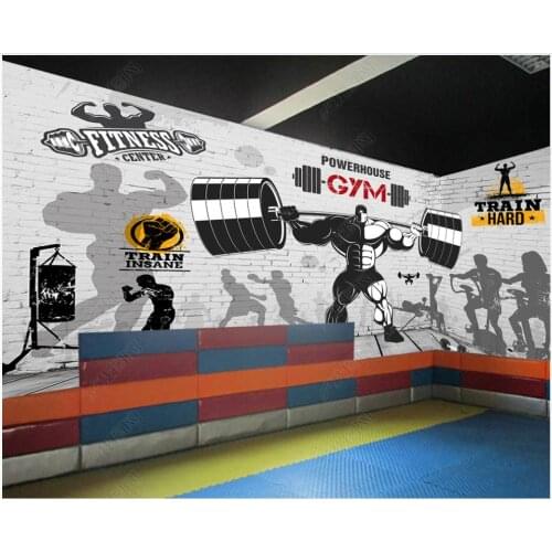 Custom murals wallpaper for walls 3 d Gym mural Brick wall retro sports fitness club image wall background wall papers decor