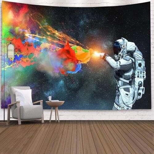 Polyester Space Throw Tapestry Home Decor Astronaut Print Wall Hanging Blanket Bedspread Large Travel Planet Mat Dropship