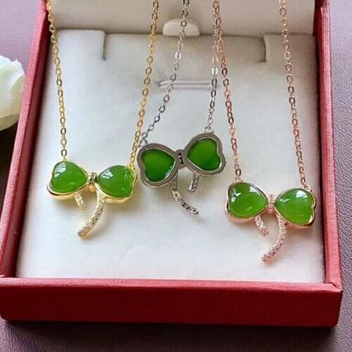 Natural Green Jasper Hetian Jade Pendant with 925 Silver Heart Shape Design Charm Amulet Jewelry Lover Gifts