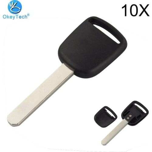 OkeyTech 10pcs/lot for Honda Civic City Spoiler Crv Accessories Transponder Car Send Key Shell HON66 Uncut Blank Blade Key Ring