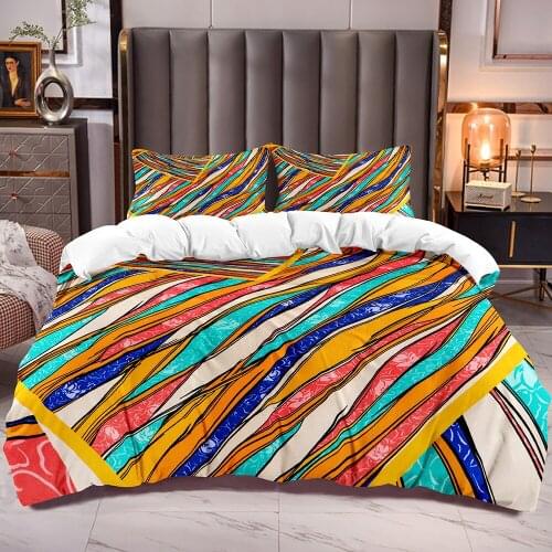 Colors Stripe Print Duvet Cover with White Reverse Microfiber Women Men Comforter Cover Zipper Closure