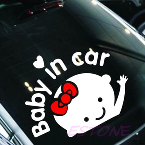 "Baby In Car" Cute Waving Baby On Board Safety Sign Auto Car Decal / Sticker New