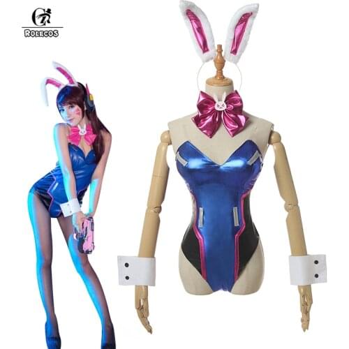 ROLECOS DVA Cosplay Women Sexy Costume Song hana Bunny Girl Cotume Game OW Jumpsuit Women Romper Over Watch