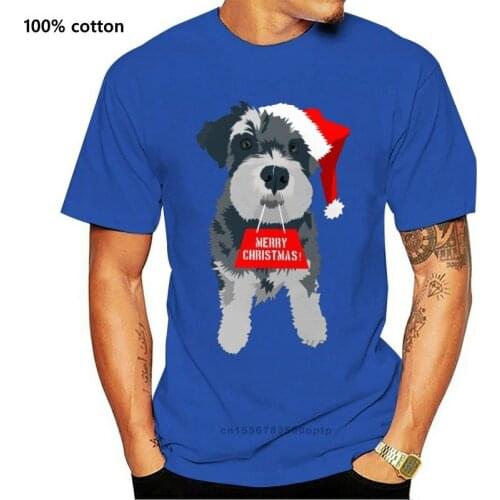 Uomo Su Ordinazione Di Natale In Miniatura Schnauzer Cappello da Babbo Natale T Shirt Per Unisex Divertente