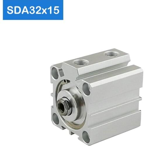 SDA32*15 32mm Bore 15mm Stroke Compact Air Cylinders SDA32X15-S Dual Action Air Pneumatic Cylinder