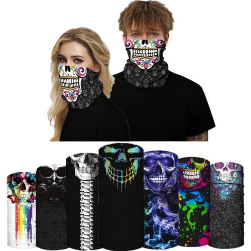Fashion Summer Skull Printed Breathable Neck Tube Ski Scarf Balaclava Magic Head Scarf Outdoor Hiking Cycling Accessories