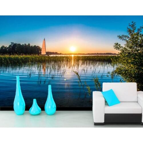 Sunrise reeds in the wild 3d natural wallpaper papel de parede,living room tv sofa wall bedroom wall papers home decor mural