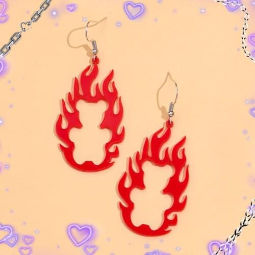 Goth Flame Earrings for Women Acrylic Punk Cool Hip Hop Rock Irregular Vintage Earrings Charms 90s Aesthetic New 2021 Wholesale