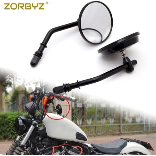 ZORBYZ Black Aluminum Round Mirror Rear View Side Mirrors For Harley Fatboy Street Glide Electra Glide 2006-2014