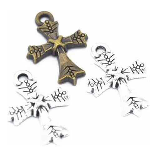 45pcs 22x15mm Antique Bronze/ Antique Silver Alloy Crosses Charm Pendant Fit Bracelets Necklace DIY Jewelry Making