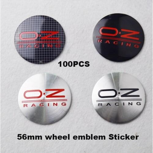 Auto accessories Free shipping 100Pcs 56mm Label O.Z Auto Wheel Center Emblem Cover Sticker Car Wheel hub logo cap