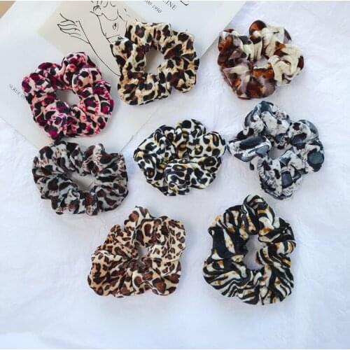 Free shipping fashion Leopard velvet women scrunchies girls hair band Ponytail Holder Hair accessories