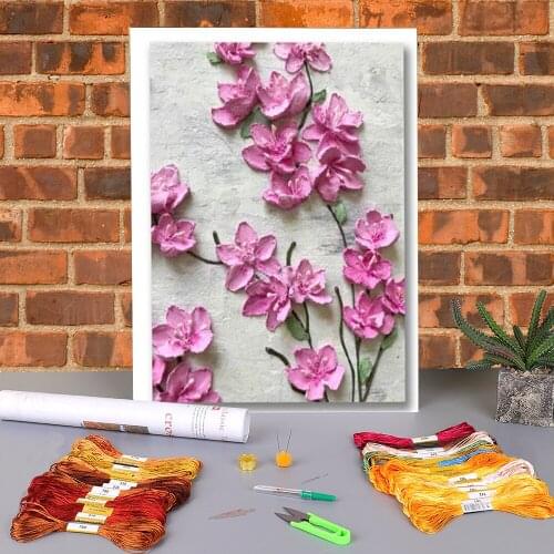 Flowers Art Rose Peony Printed Fabric 11CT Cross Stitch Full Kit DIY Embroidery DMC Threads Sewing Handmade Jewelry