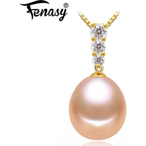 FENASY 18K Gold pendant pearl Jewelry necklaces for lovers office career fine jewelry pearl pendants send s925 silver necklaces