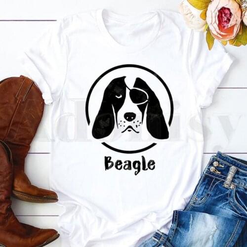 Funny Beagle dog Pet Animal Beagles T Shirts Womens T-shirt Short Sleeve Female Tops Tees Harajuku Vogue Vintage