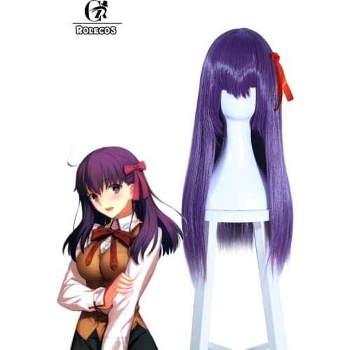 ROLECOS Fate Sakura Matou Cosplay Headwear Fate Stay Night Cosplay Synthetic Hair 60cm/23.6inches Purple Women Cos