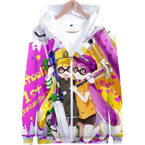 Kids Hoodies 2021 3 To 15 Years Kids Hoodies Shooting Game Splatoon Sweatshirt zipper Hoodie Boy Girl Cartoon Children Clothing