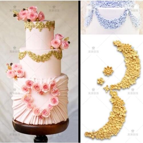 Cake Tools 1 pc flower border lace Fondant Cake Silicone Mold Wedding Decorating Tools Shell Cupcake Baking Confeitaria