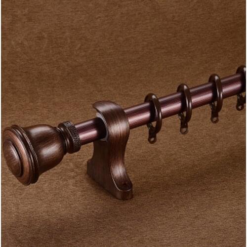 Quality full hand-made paint 28mm /.125-IN Dia. high density single AL draperyrod+Walnut Trumpet finial+brackets Good loading