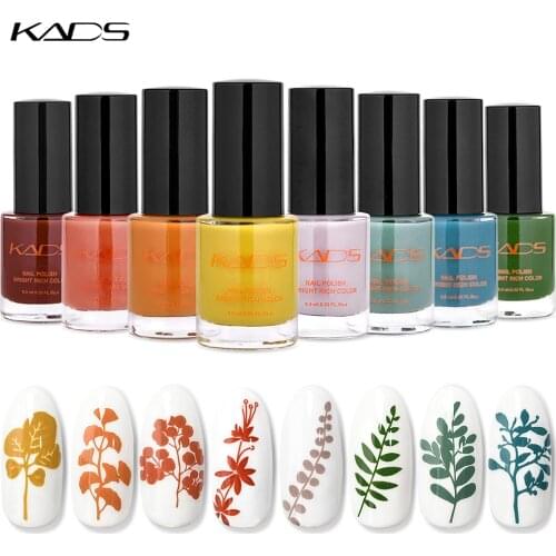KADS 9.5ml New Nail Polish Stamping Polish Pure Color 2 in 1 Nail Varnish Bean Green Nail Art Stamping Lacquer Nail Stamp Tool