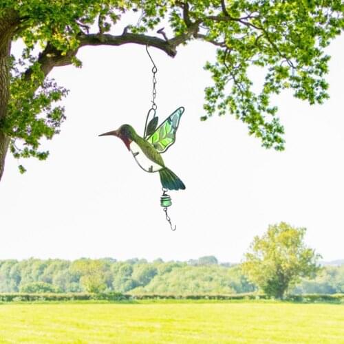 Wind Chime Exquisite Hummingbird Shape Glass Handmade Garden Wind Chime for Home Outdoor Yard Large Wind Chimes Bells Tubes