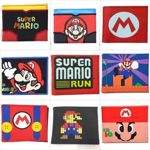 Super Mario Mario pu leather wallet cartoon game character Mario Brothers Luigi Bowser short two-fold wallet birthday gifts