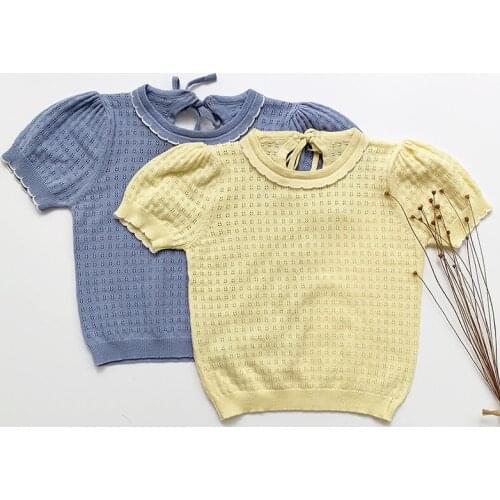 Summer Kids Baby Girl Short Sleeve Hollow Out T-shirt Childrens Clothes Cute Infant Baby Girl Knit Children Clothes T-shirt