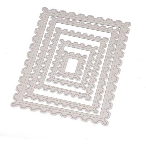 5pcs Stitched Scallop Rectangle Frame Metal Cutting Dies DIY Etched Dies Craft Paper Card Making Scrapbooking Embossing