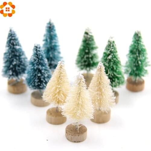 New!15PCS DIY Christmas Tree 3Colors Small Pine Tree Mini Trees Placed In The Desktop Home Decor Christmas Decoration Kids Gifts