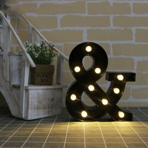 Newly Design Led Letters Lights 26 Alphabet Black Decorative Marquee Lamps for Wedding Party Birthday Home Bar ALI88