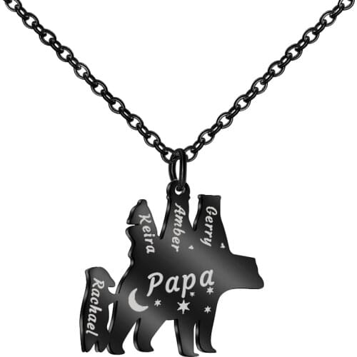 Customize PAPA Bear Necklace with Child Names engraved Personalzied Gift for Fathers Day Thanksgiving day gift