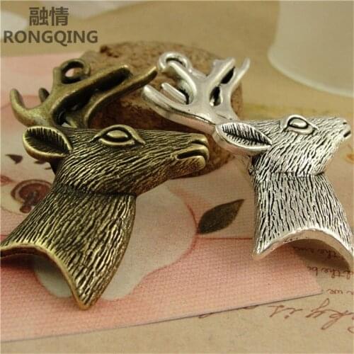RONGQING 10pcs/pack charm for making jewelry Antique Silver antique bronze diy 2019 new Animals deer
