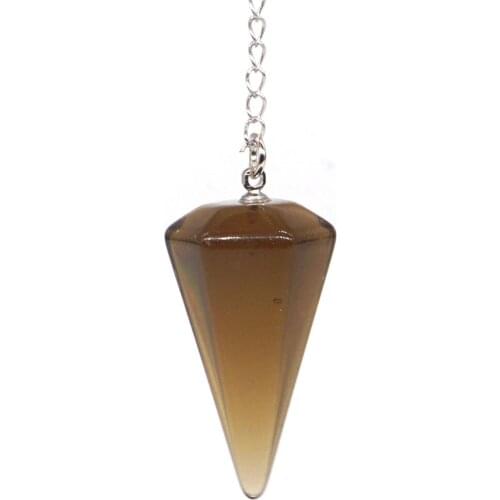 Natural Gemstone Citrine Bonded Pendulum Healing Crystal Reiki Dowsing Energy Chakra Tool