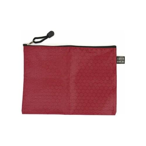 9.4" Length Hexagon Pattern Rectangle Documents A5 Paper Zipped Bag Red
