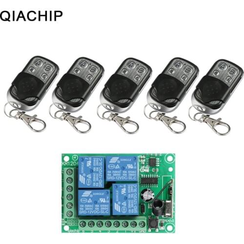 QIACHIP 433Mhz Universal Wireless Remote Control Switch DC 12V 4CH RF Relay Receiver Module + Remote Control 433 MHZ Transmitter