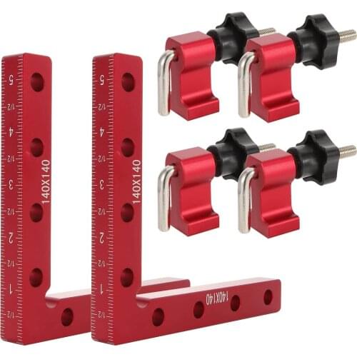 90 Degree Positioning Squares With 4 Clamps Woodworking Adjustable Corner Clamping Ruler L-Shaped Auxiliary Fixture Positioning