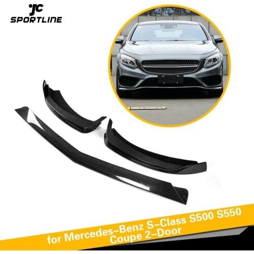 Carbon Fiber Front Bumper Lip Splitters Spoiler for Mercedes-Benz S-Class S500 S550 S400 Coupe 2-Door 2014 - 2017