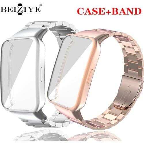 Stainless Steel Strap+Case For Huawei Band 6 Smart Wristband For Huawei Band 6 pro Metal Bracelet Watchband For Huawei Honor 6