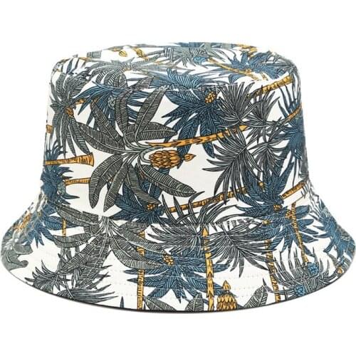 Fisherman Hat Tropical Banana Tree Printing Cotton Fashion Double Sided Wear Hat for Spring and Summer Sun Shade d88