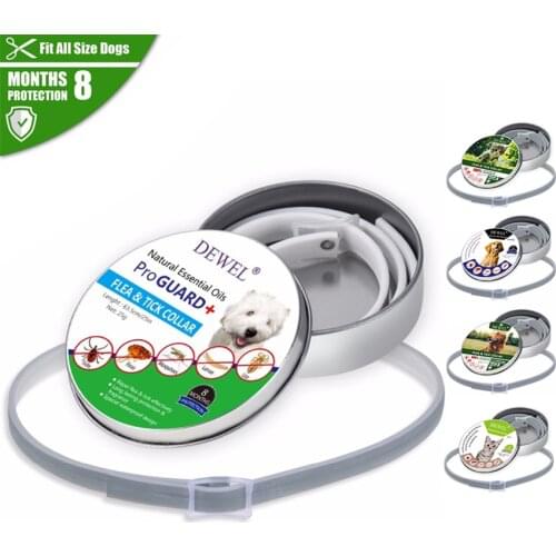 Dewel Dog flea collar Summer Anti-insect Cat Dog Collar Anti Flea Mosquitoes Ticks Waterproof Cat Flea Collar for Pet 8 Months